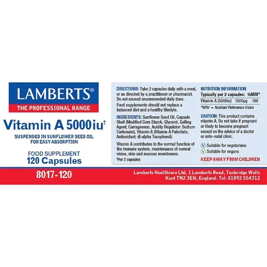 Lamberts Vitamin A 5000iu Capsules 120 Capsules