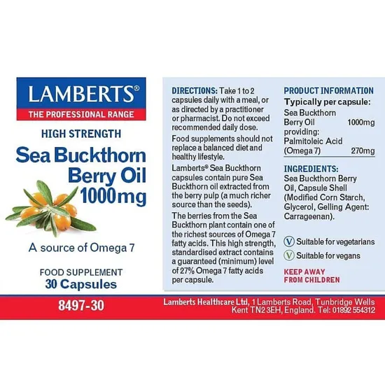 Lamberts Sea Buckthorn Berry Oil 1000mg 30 Capsules