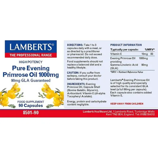 Lamberts Pure Evening Primrose Oil 1000mg 90 Capsules