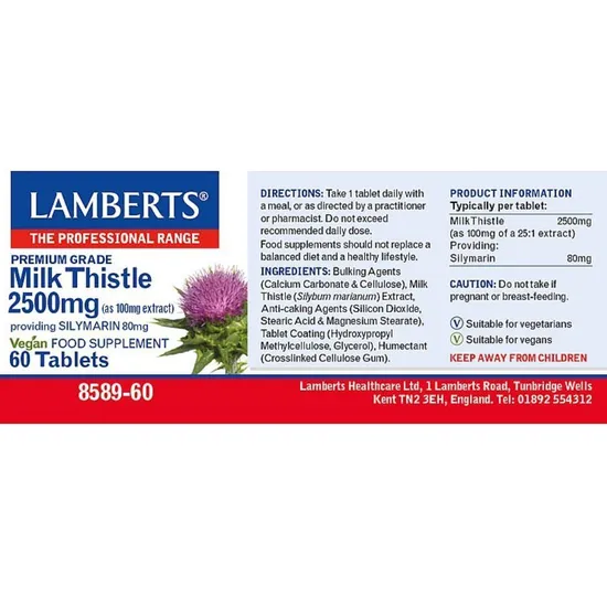 Lamberts Milk Thistle 2500mg 60 Tablets