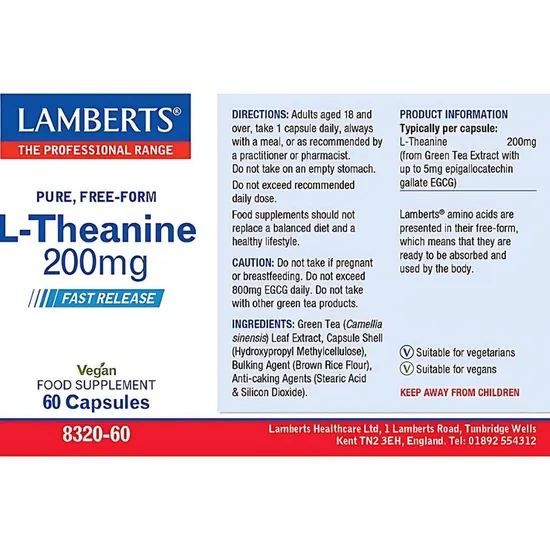 Lamberts L-Theanine 200mg Capsules 60 Capsules