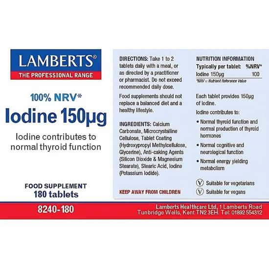 Lamberts Iodine 150ug Tablets 180 Tablets