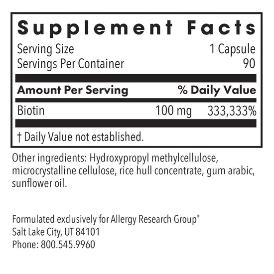 Allergy Research Group HiBiotin Capsules 90 Capsules