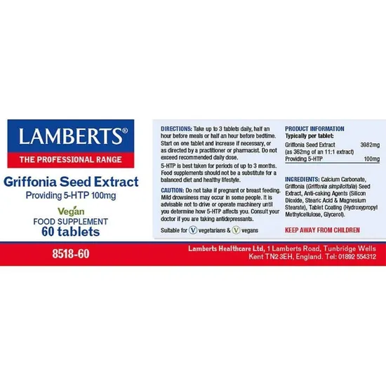 Lamberts Griffonia Seed Extract Tablets 60 Tablets