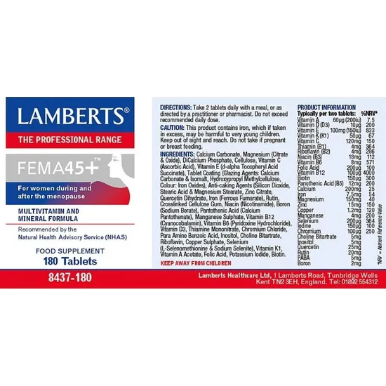 Lamberts FEMA45+ Tablets 180 Tablets