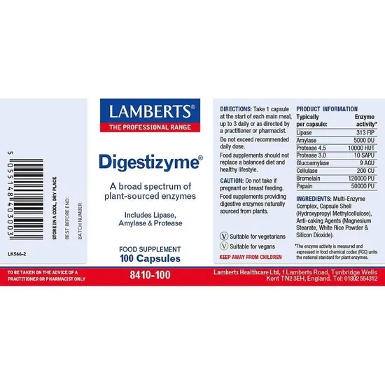 Lamberts Digestizyme Capsules 100 Capsules