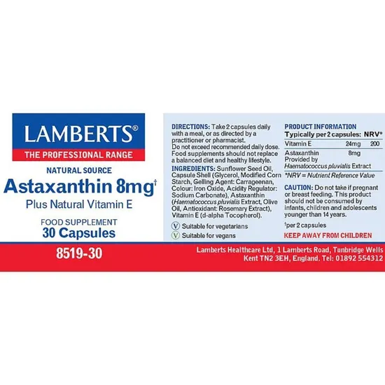 Lamberts Astaxanthin 8mg Capsules 30 Capsules