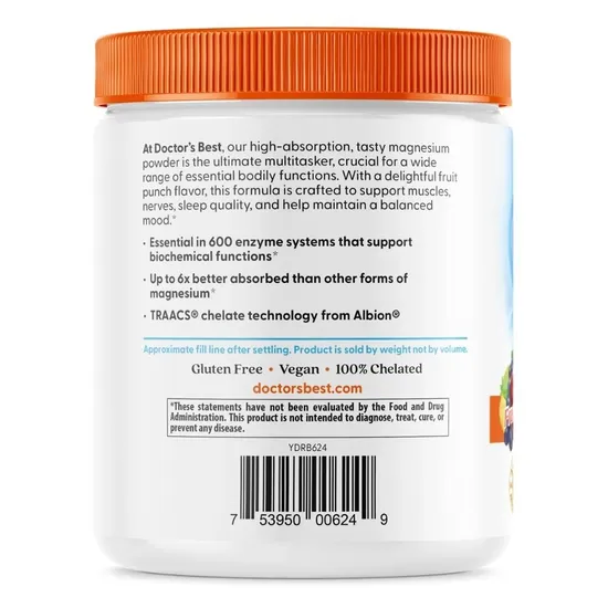 Doctor's Best High Absorption Magnesium Powder Fruit Punch 340g