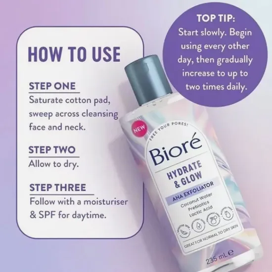 Bioré Hydrate & Glow AHA Exfoliator 235ml