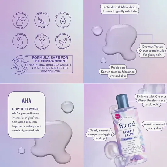 Bioré Hydrate & Glow AHA Exfoliator 235ml
