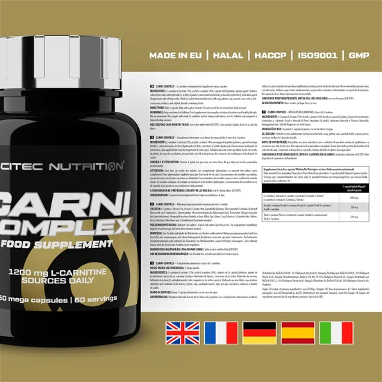 Scitec Nutrition Carni Complex Advanced Amino Acid Derivative Formula For Optimal Fat Metabolism With L-Carnitine Capsules 60 Capsules