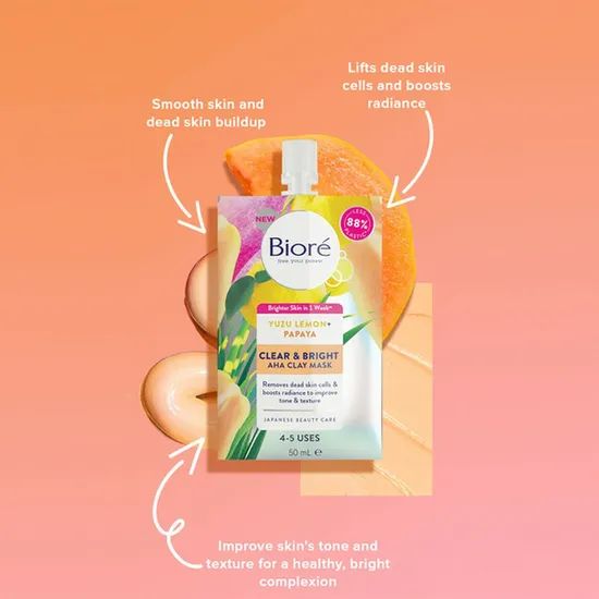 Bioré Yuzu Lemon Papaya AHA Clay Mask 50ml
