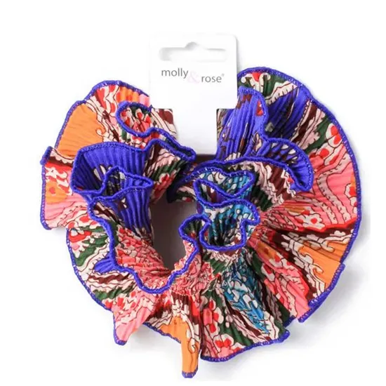 Molly And Rose Double Layered Indian Block Print Ribbed Extra Large Scrunchie