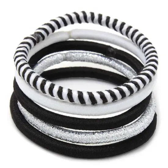 Molly And Rose Black & White Elastics & Scrunchie Set 9320