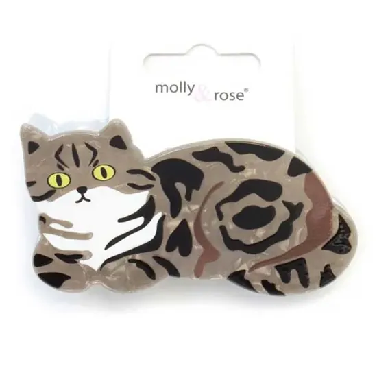 Molly And Rose Pearlescent Cat Shaped Hair Clamp 9503