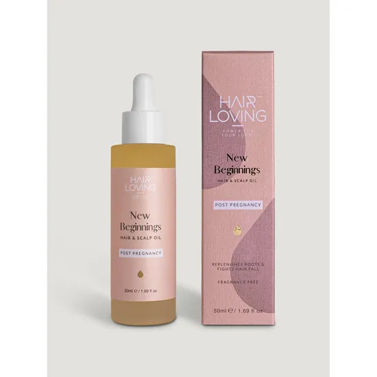 Hair Loving New Mum Hair Revival Kit For Postpartum Regrow & Strengthen Hair 50ml New Beginnings Hair Oil, Luxurious Hair Towel, Derma Roller & De-tangling Comb