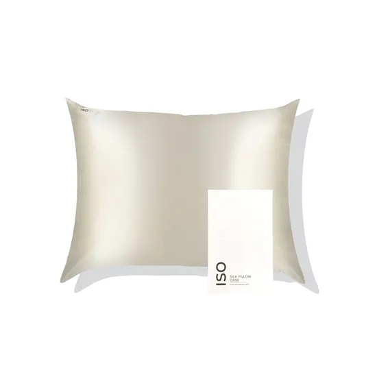 ISOCLEAN ISOSKIN Silk Pillow Case 100% Mulberry Silk Beige