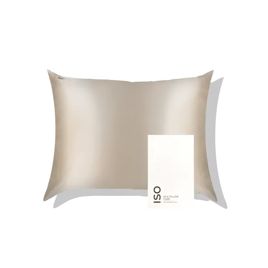 ISOCLEAN ISOSKIN Silk Pillow Case 100% Mulberry Silk Beige