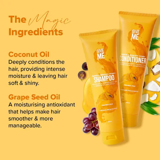 Give Me Papaya & Manuka Honey Shampoo & Conditioner 300ml Shampoo & 300ml Conditioner