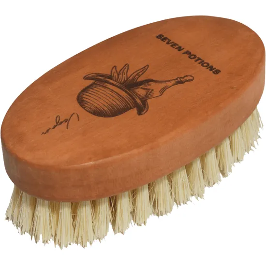 Seven Potions Beard Brush Oval Shaped Pear Wood With Natural Bristles Boar - Soft