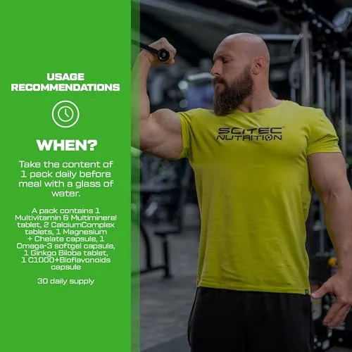 Scitec Nutrition Multi Pro Plus 29-in-1 Multivitamin Food Supplement With Omega-3, Calcium, & Ginseng In Convenient Sachets 30 Sachets