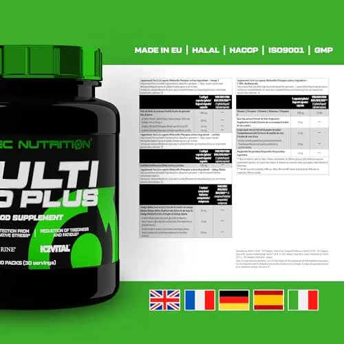 Scitec Nutrition Multi Pro Plus 29-in-1 Multivitamin Food Supplement With Omega-3, Calcium, & Ginseng In Convenient Sachets 30 Sachets