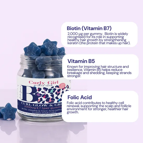 Curly Girl Grow + Glow Hair Vitamins Biotin+ Gummies