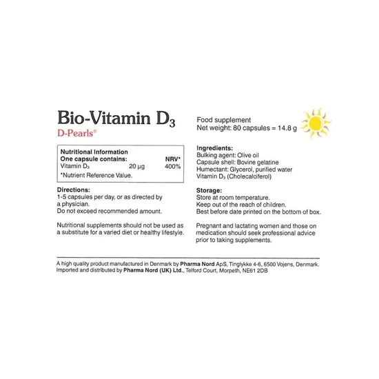 Pharmanord Bio-Vitamin D3 800iu 20mcg 90 Capsules