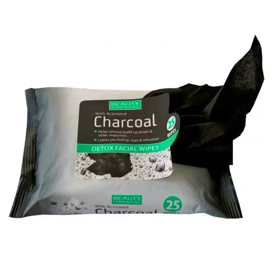 Beauty Formulas Activated Charcoal Detox Facial Wipes 25 wipes