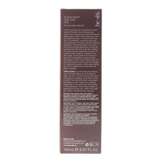 He-Shi One Day Tan Face & Body Medium Wash Off Bronzer 150ml