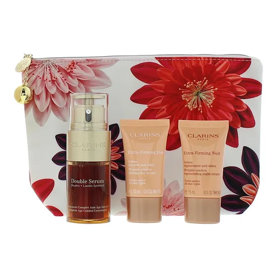 Clarins Extra-Firming Gift Set Day Cream 15ml + Night Cream 15ml + Eye Serum 0.9g + Pouch