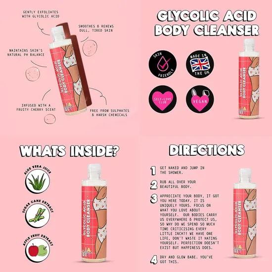 Mallows Beauty Glycolic Acid Body Cleanser 250ml