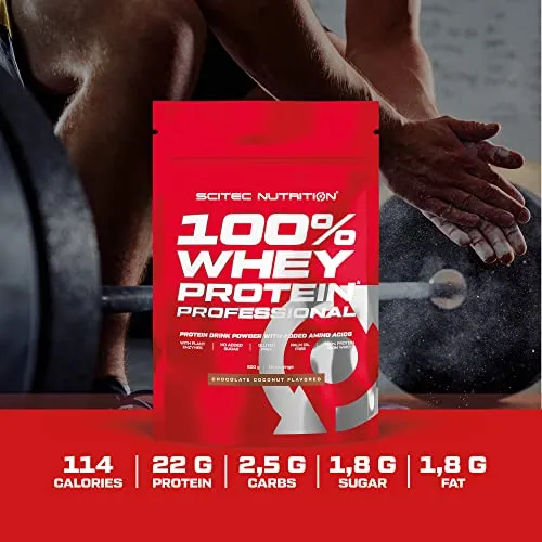 Scitec Nutrition 100% Whey Protein Professional Enhanced With Extra Amino Acids & Digestive Enzymes Gluten-Free, Pistachio-White Chocolate 500g