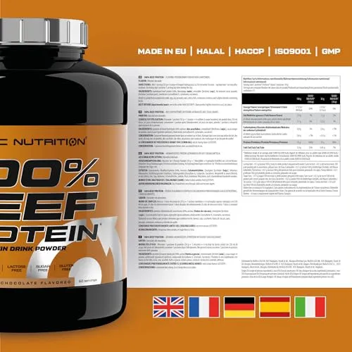 Scitec Nutrition 100% Beef Protein, Flavoured Protein Drink Powder, Almond Chocolate 1.8kg