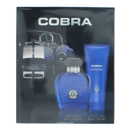 Carroll Shelby Blue Cobra Eau De Toilette 100ml Gift Set 100ml & 150ml Shower Gel