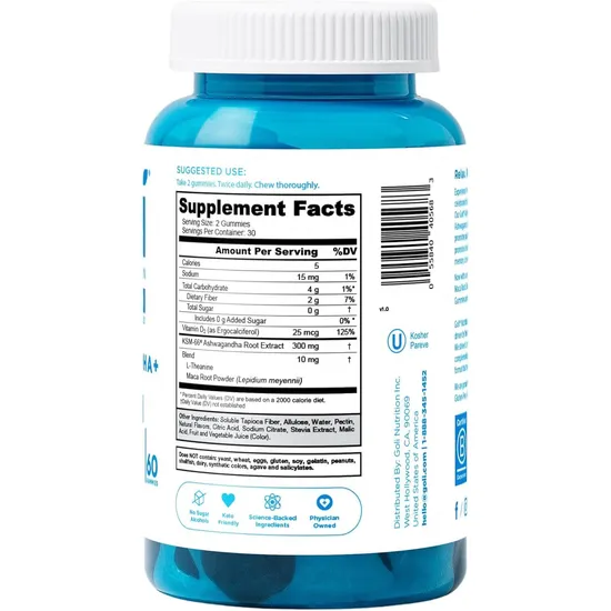 Goli Nutrition Zero Sugar Ashwagandha Gummies 60 Gummies