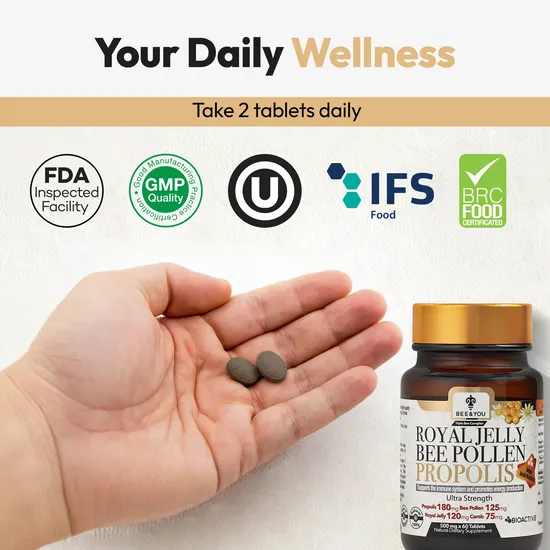 BEE&YOU Royal Jelly Propolis Bee Pollen Tablets 30g
