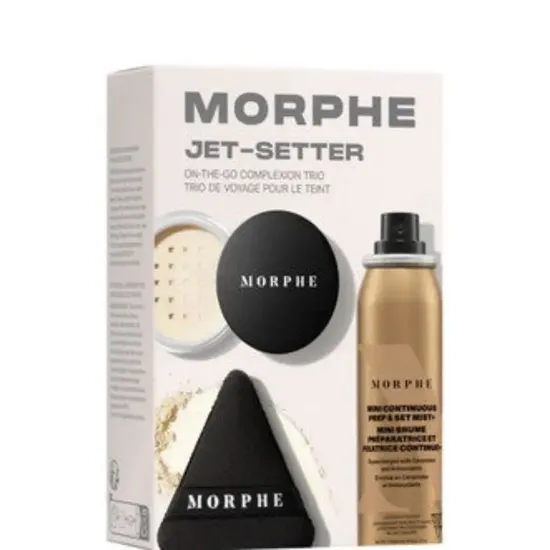 Morphe Jet-Setter On-the-Go Complexion Trio Setting Powder + Mist + Powder Puff