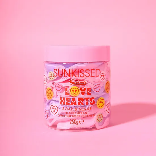 Sunkissed Love Hearts Soap & Scrub Whipped Body Cleanser Blackcurrant 250g