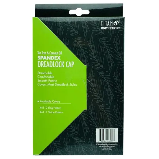 Titan Donna Spandex Dreadlock Cap With Tea Tree Oil & Coconut Oil 6111 Stripe jumbo