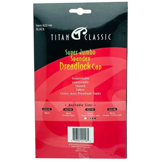 Titan Donna Spandex Dreadlock Cap super jumbo size / 22146 black
