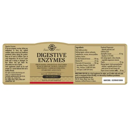 Solgar Digestive Enzymes Tablets 100 Tablets