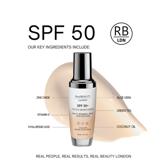Real Beauty London SPF 50 Tinted Face Moisturiser 50ml