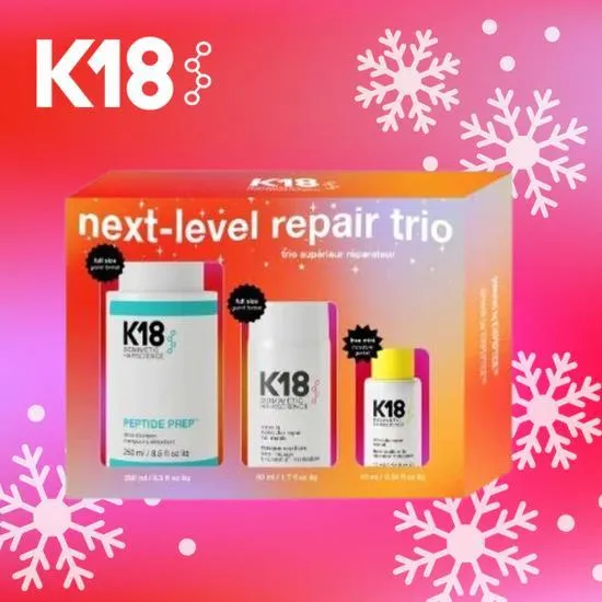 K18 Next-Level Repair Trio Gift Set 250ml Detox Shampoo, 50ml Leave-in Molecular Repair Hair Mask + 10ml Molecular Repair Hair Oil