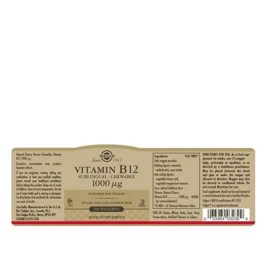 Solgar Vitamin B12 1000mcg Nuggets x100