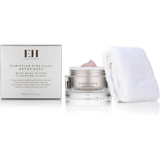 Emma Hardie Purifying Detox Pink Clay Mask With Dual Action Cleansing Cloth