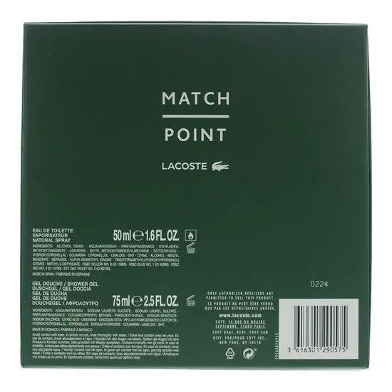 Lacoste Match Point Eau De Toilette Spray Gift Set 50ml