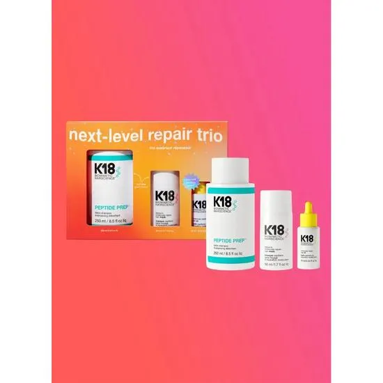 K18 Next-Level Repair Trio Gift Set 250ml Detox Shampoo, 50ml Leave-in Molecular Repair Hair Mask + 10ml Molecular Repair Hair Oil