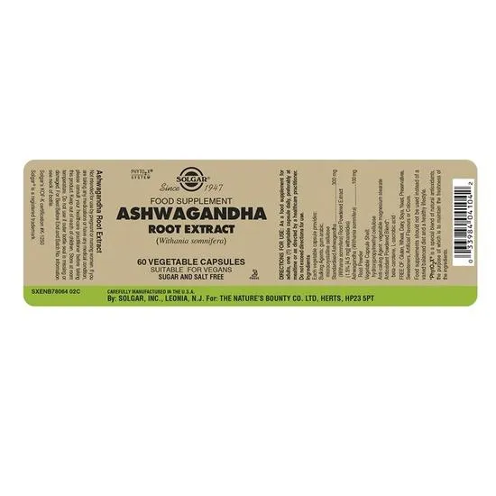 Solgar Botanical & Herb Ashwagandha Root Extract Vegetable Capsules x60