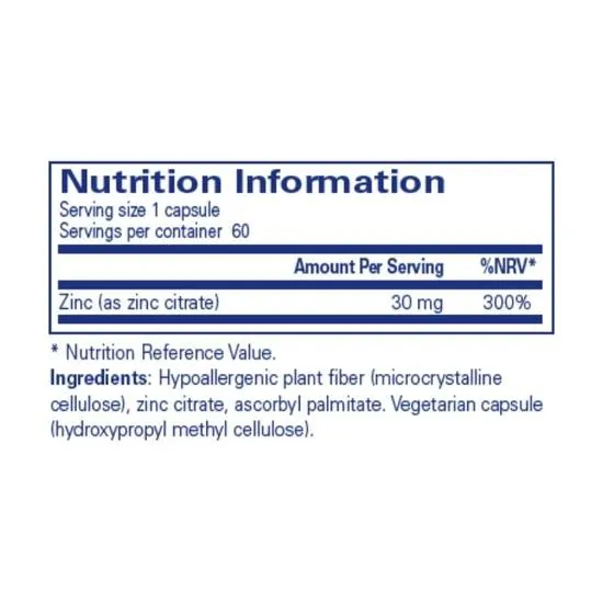 Pure Encapsulations Zinc Citrate Capsules 60 Capsules